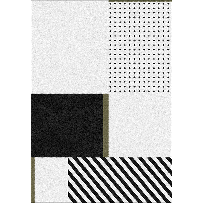 Nordic Modern Rug in Black and White geometric dot pattern striped rug polyester washable rug for home decor