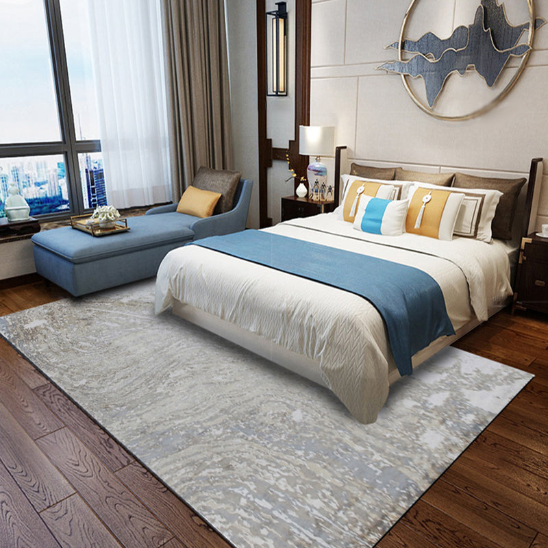 Gray Bedroom Rug Modern Abstract Cement Pattern Area Rug Polyester Washable Stain Resistant Rug