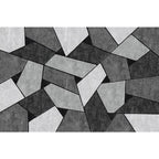Modern living room rug in black and gray color block irregular shape printed rug polyester machine washable rug