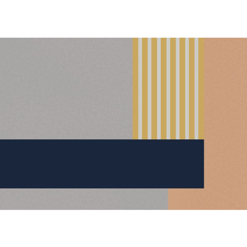 Simple modern rug in gray and blue color block pattern rug polyester pet-friendly rug for home decor