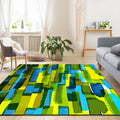 Modern living room rug in green abstract print polyester non-slip backing rug for the area
