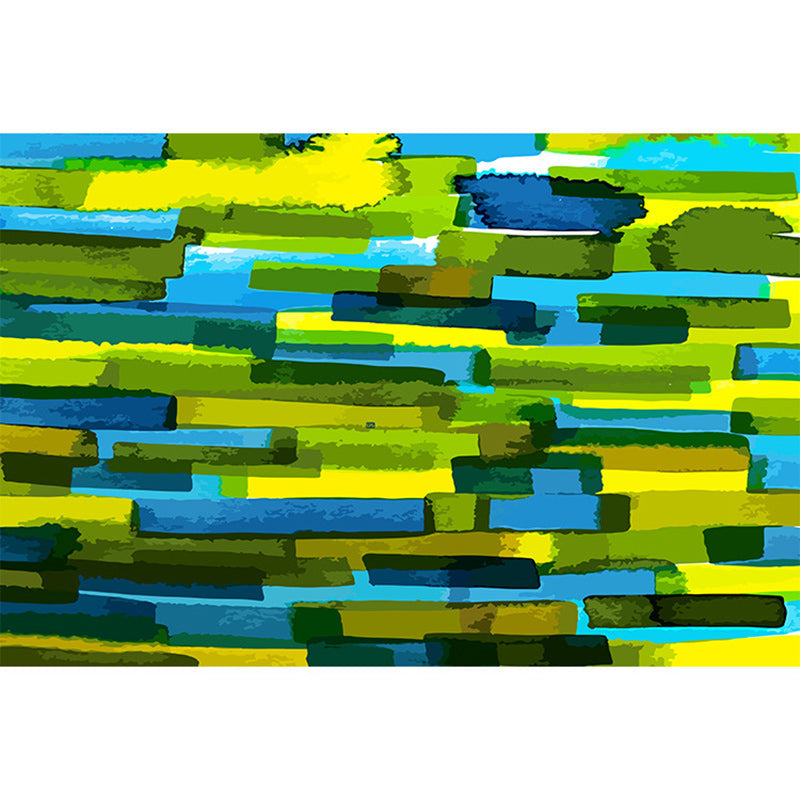 Modern living room rug in green abstract print polyester non-slip backing rug for the area