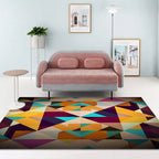 Modern living room rug Colorful geometric diamond print rug Polyester non-slip washable rug