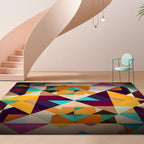 Modern living room rug Colorful geometric diamond print rug Polyester non-slip washable rug