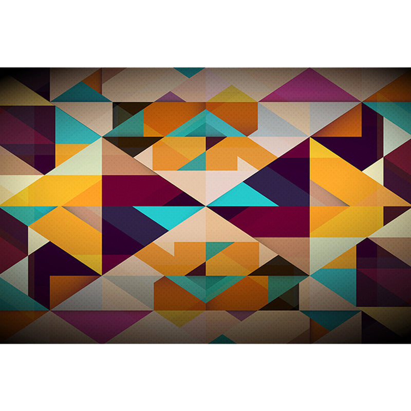 Modern living room rug Colorful geometric diamond print rug Polyester non-slip washable rug