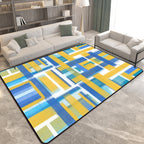 Casual modern rug in black and blue abstract rectangular pattern rug polyester pet-friendly rug for home decoration