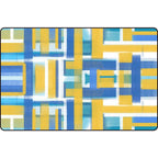 Casual modern rug in black and blue abstract rectangular pattern rug polyester pet-friendly rug for home decoration