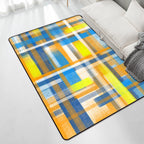 Casual modern rug in black and blue abstract rectangular pattern rug polyester pet-friendly rug for home decoration
