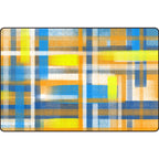 Casual modern rug in black and blue abstract rectangular pattern rug polyester pet-friendly rug for home decoration