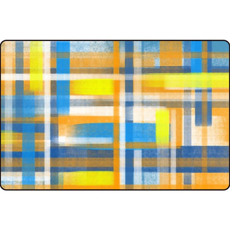 Casual modern rug in black and blue abstract rectangular pattern rug polyester pet-friendly rug for home decoration