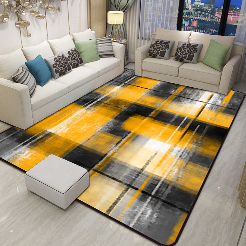 Casual modern rug in black and blue abstract rectangular pattern rug polyester pet-friendly rug for home decoration