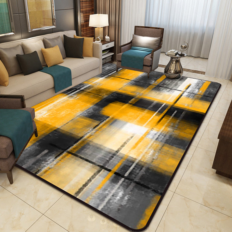 Casual modern rug in black and blue abstract rectangular pattern rug polyester pet-friendly rug for home decoration