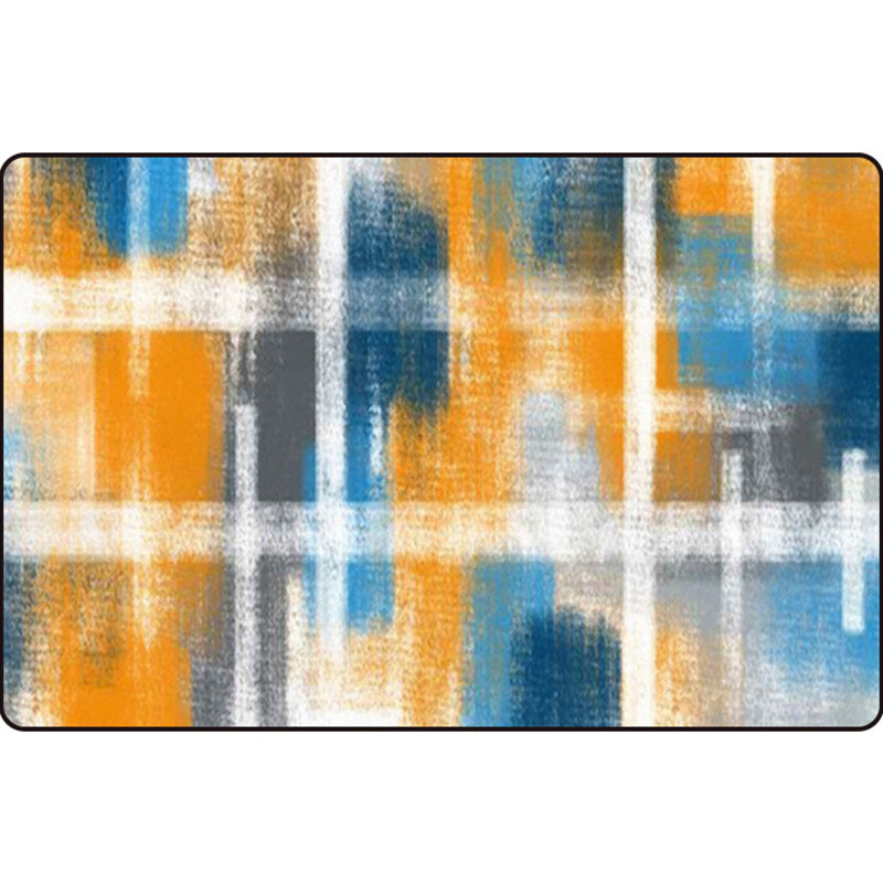 Casual modern rug in black and blue abstract rectangular pattern rug polyester pet-friendly rug for home decoration
