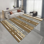 Nordic Modern Rug in Brown with Abstract Stripe Pattern Rug Polyester Pet-Friendly Rug for Home Decor
