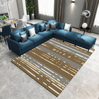 Nordic Modern Rug in Brown with Abstract Stripe Pattern Rug Polyester Pet-Friendly Rug for Home Decor