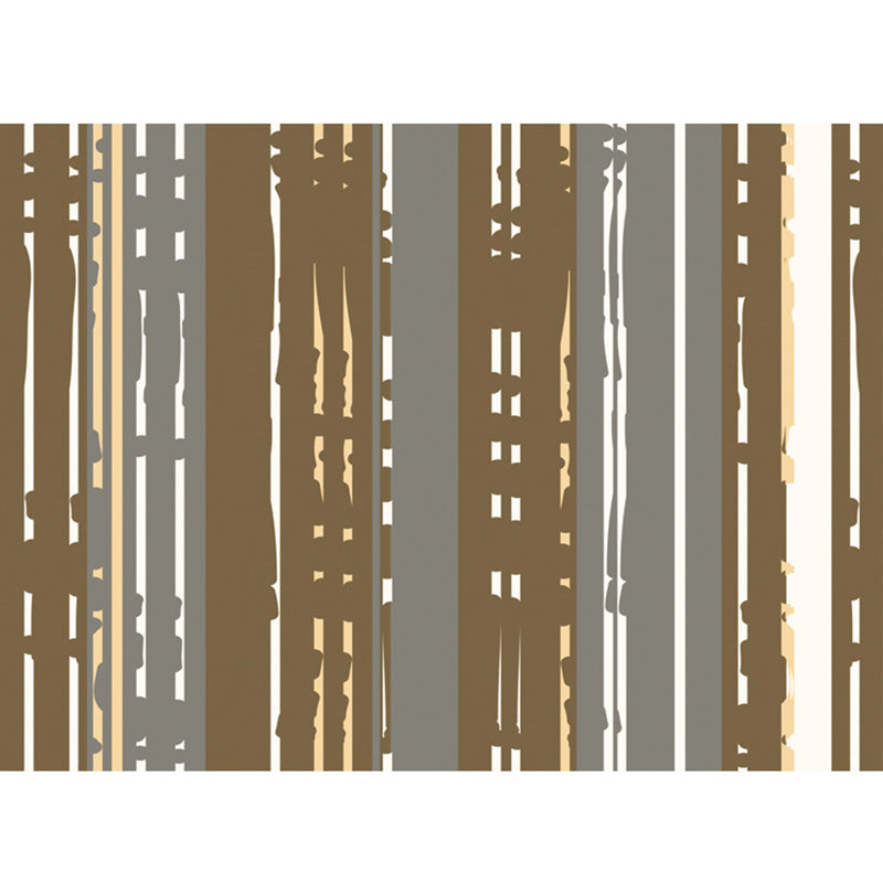 Nordic Modern Rug in Brown with Abstract Stripe Pattern Rug Polyester Pet-Friendly Rug for Home Decor