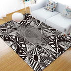 Nordic Modern Rug with Black Lines Dot Pattern Rug Polyester Machine Washable Rug for Home Decor