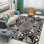 Nordic Modern Rug with Black Lines Dot Pattern Rug Polyester Machine Washable Rug for Home Decor