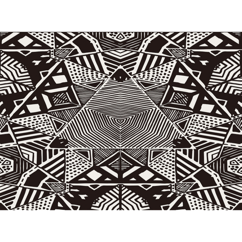 Nordic Modern Rug with Black Lines Dot Pattern Rug Polyester Machine Washable Rug for Home Decor