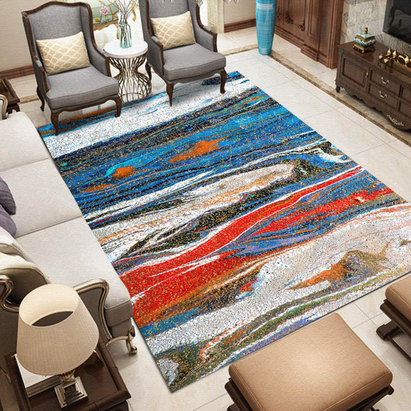 Nordic Modern Carpet in Gray and Purple Abstract Splash Pattern Carpet Polyester Washable Carpet for Home Decor