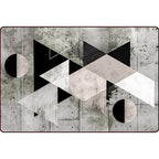 Gray Bedroom Rug Modern Color Block Geometric Pattern Rug Polyester Non-Slip Back Rug