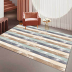 Simple modern rug in green and yellow striped pattern rug polyester stain-resistant rug for home decor