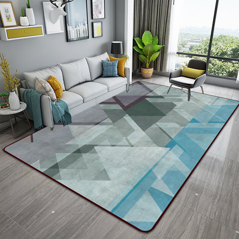 Minimalist modern rug in gray color block triangular pattern rug polyester pet-friendly rug for home decor