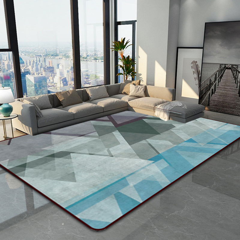 Minimalist modern rug in gray color block triangular pattern rug polyester pet-friendly rug for home decor