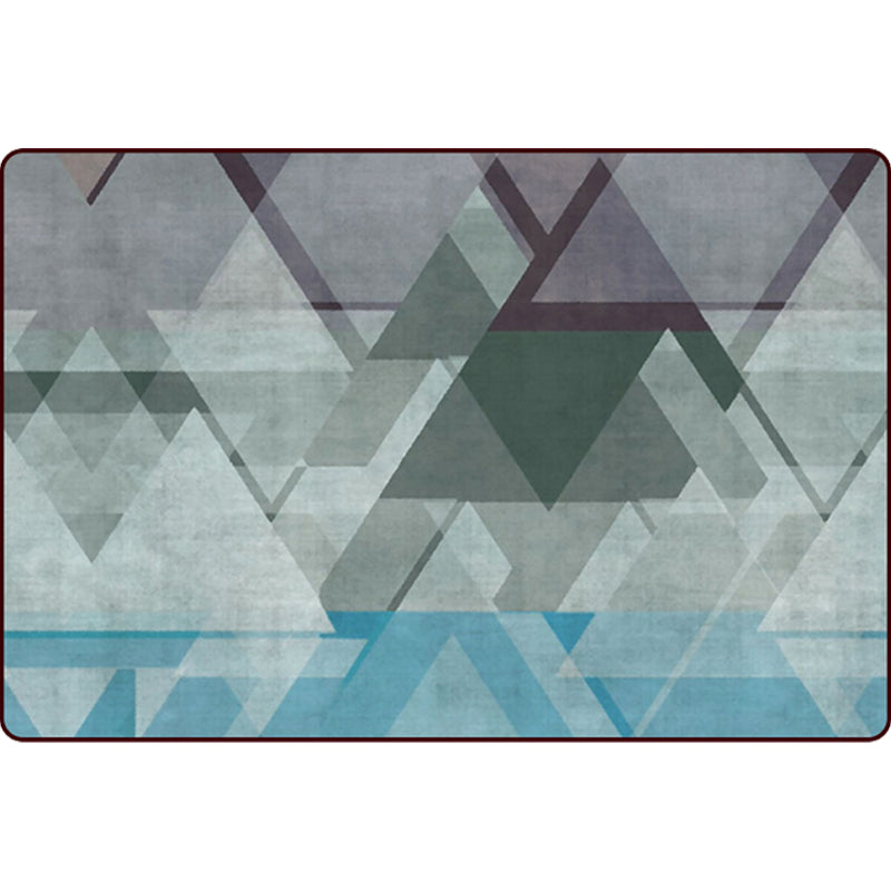 Minimalist modern rug in gray color block triangular pattern rug polyester pet-friendly rug for home decor