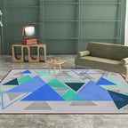 Modern living room rug in gray color block triangle print rug polyester machine washable rug
