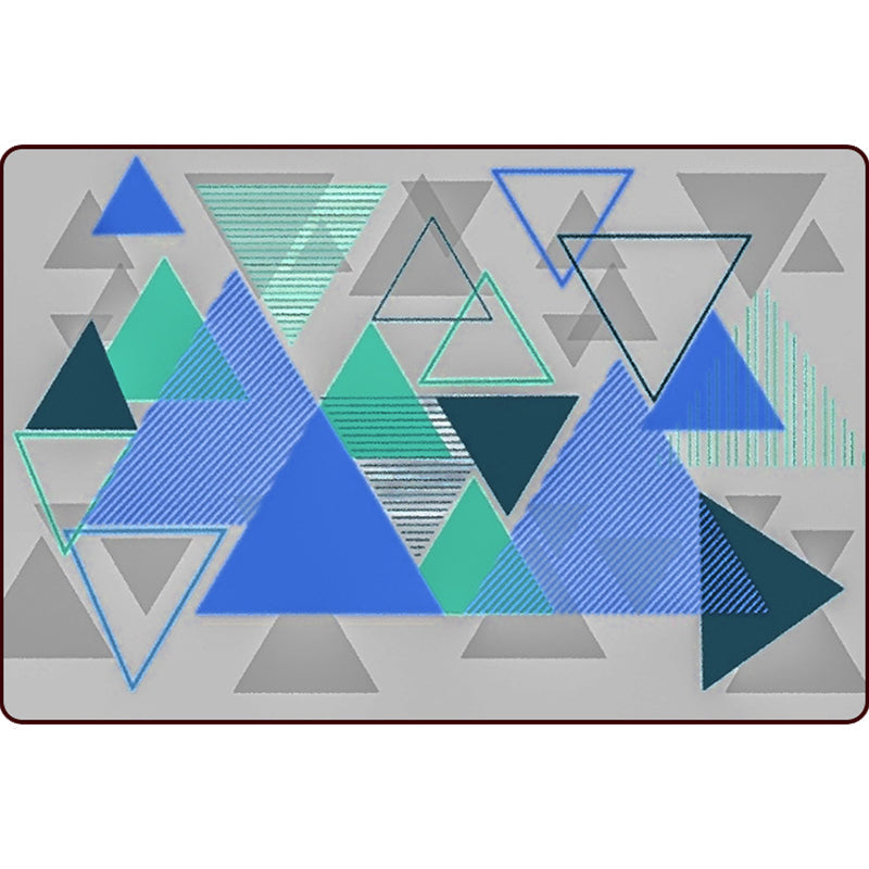 Modern living room rug in gray color block triangle print rug polyester machine washable rug
