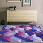 Casual modern rug in purple geometric triangle pattern rug polyester pet friendly rug for home decor