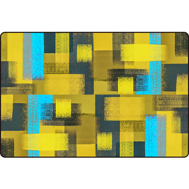 Black and Yellow Bedroom Rug Modern Abstract Painting Pattern Area Rug Polyester Washable Rug