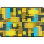 Black and Yellow Bedroom Rug Modern Abstract Painting Pattern Area Rug Polyester Washable Rug