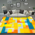 Black and Yellow Bedroom Rug Modern Abstract Painting Pattern Area Rug Polyester Washable Rug