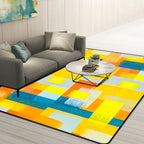 Black and Yellow Bedroom Rug Modern Abstract Painting Pattern Area Rug Polyester Washable Rug