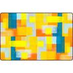 Black and Yellow Bedroom Rug Modern Abstract Painting Pattern Area Rug Polyester Washable Rug