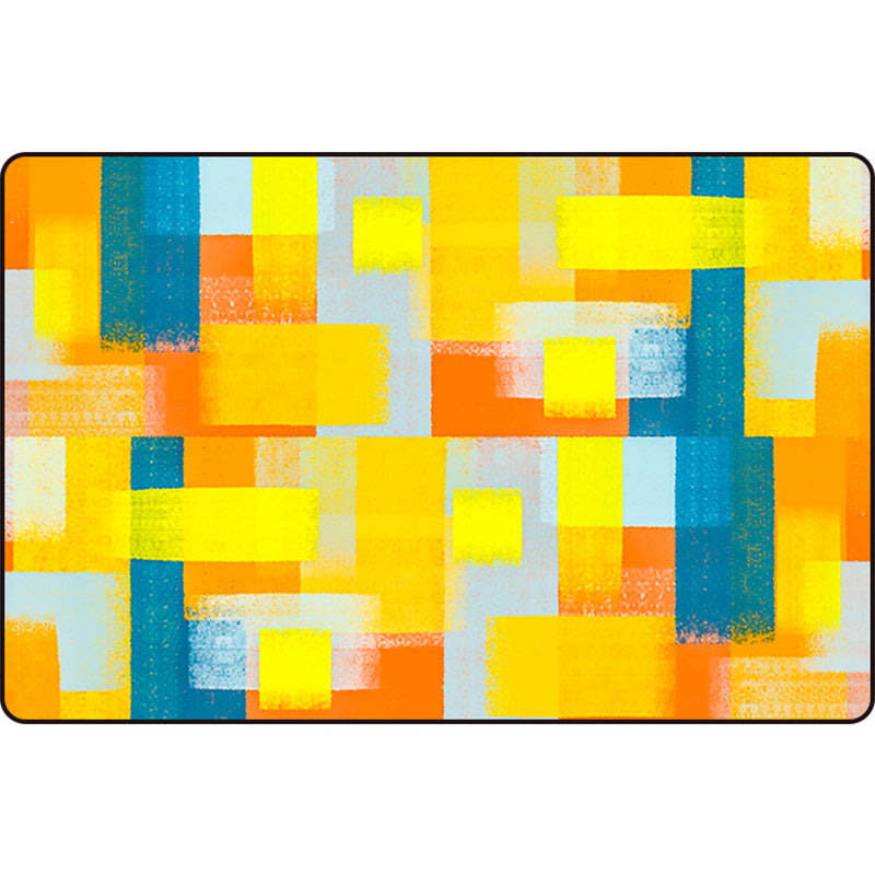 Black and Yellow Bedroom Rug Modern Abstract Painting Pattern Area Rug Polyester Washable Rug