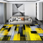 Black and Yellow Bedroom Rug Modern Abstract Painting Pattern Area Rug Polyester Washable Rug