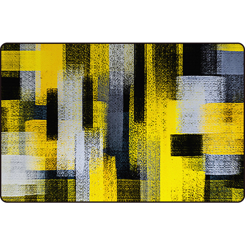 Black and Yellow Bedroom Rug Modern Abstract Painting Pattern Area Rug Polyester Washable Rug