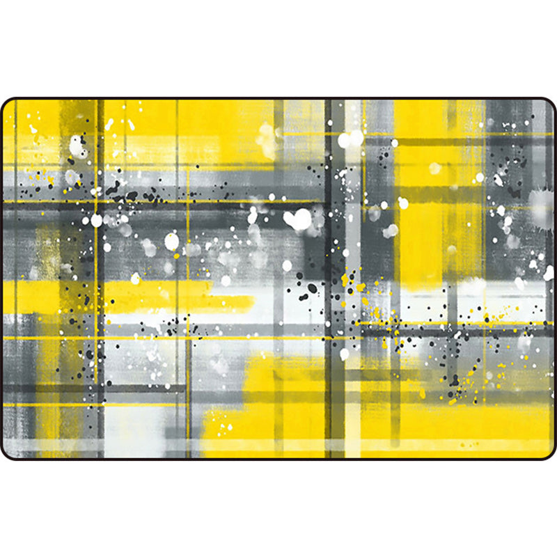 Black and Yellow Bedroom Rug Modern Abstract Painting Pattern Area Rug Polyester Washable Rug