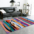 Purple Bedroom Rug Modern Abstract Paint Pattern Area Rug Polyester Non-Slip Stain Resistant Rug