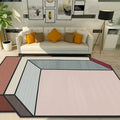 Novelty Living Room Irregular Carpet Pink Color Block Cube Print Carpet Polyester Stain Resistant Carpet