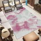 Pink and Gray Bedroom Rug Modern Abstract Galaxy Pattern Rug Polyester Pet-Friendly Rug