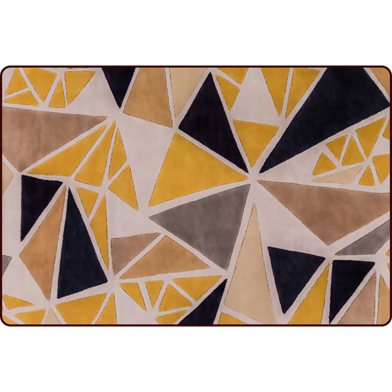 Minimalist modern carpet in yellow color box triangle pattern carpet polyester pet-friendly carpet for home decor
