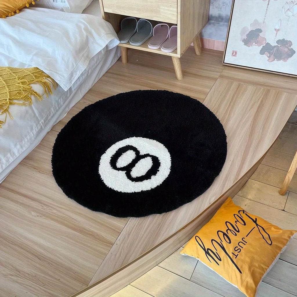 8 Ball Billiard Round Floor Mat – Non-Slip Carpet for Living Room, Bathroom & Decoration | AvailaBowlifte in Sizes