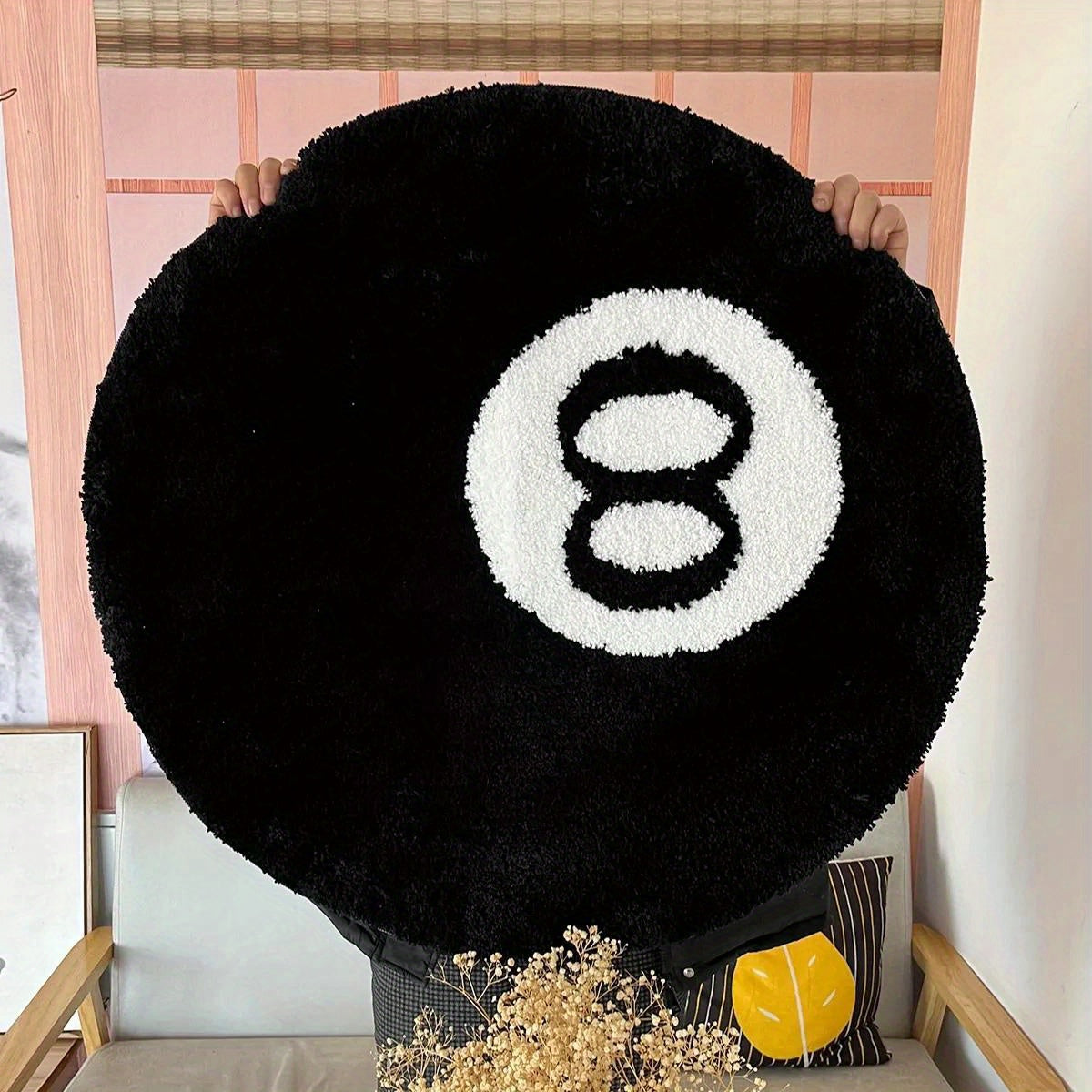 8 Ball Billiard Round Floor Mat – Non-Slip Carpet for Living Room, Bathroom & Decoration | AvailaBowlifte in Sizes