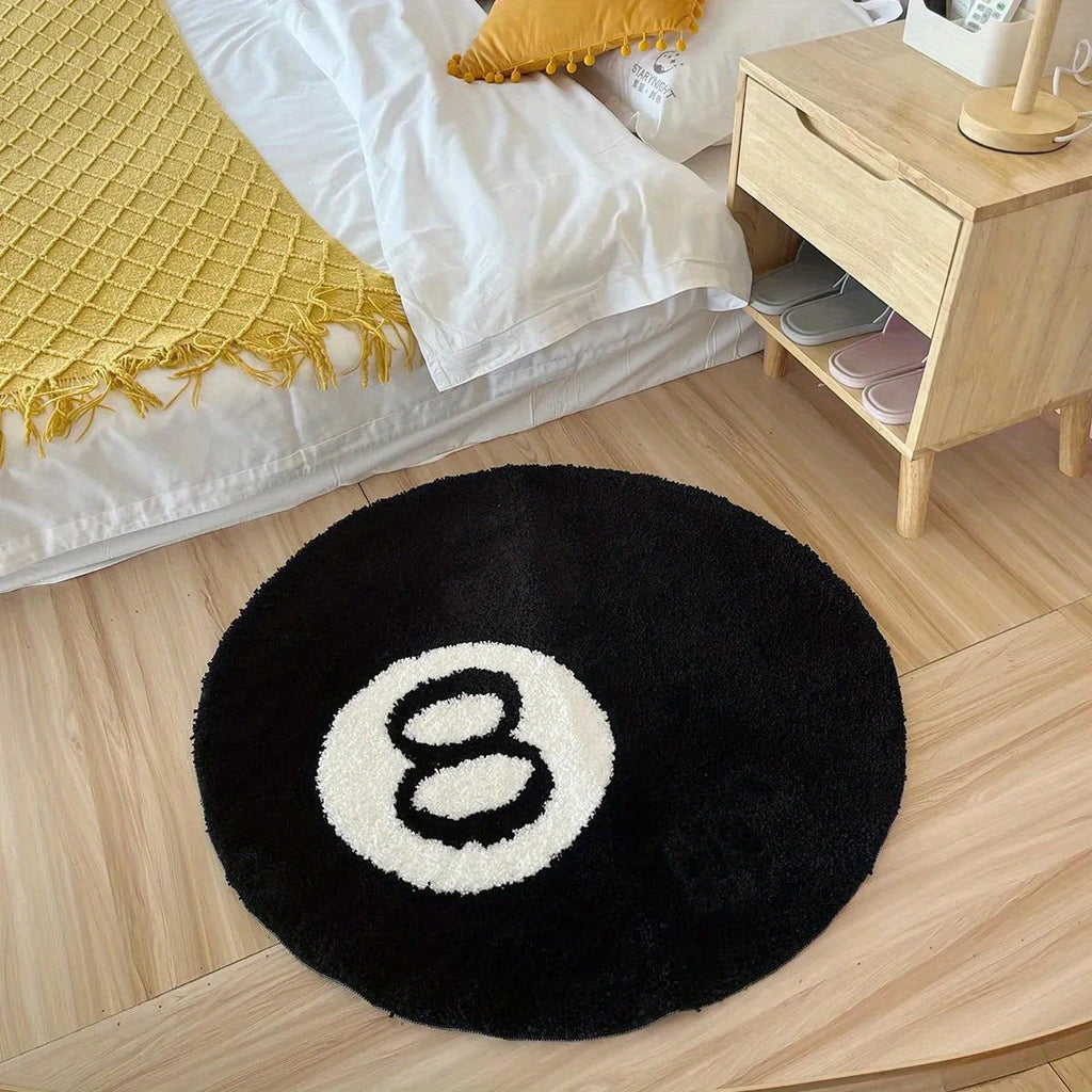 8 Ball Billiard Round Floor Mat – Non-Slip Carpet for Living Room, Bathroom & Decoration | AvailaBowlifte in Sizes