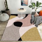Stylish color block geometric pattern rug polyester modernist rug pet-friendly non-slip backing rug for the living room