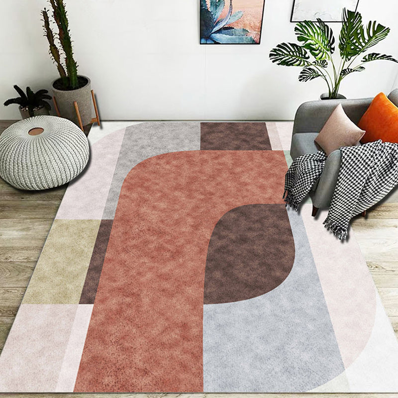 Stylish color block geometric pattern rug polyester modernist rug pet-friendly non-slip backing rug for the living room